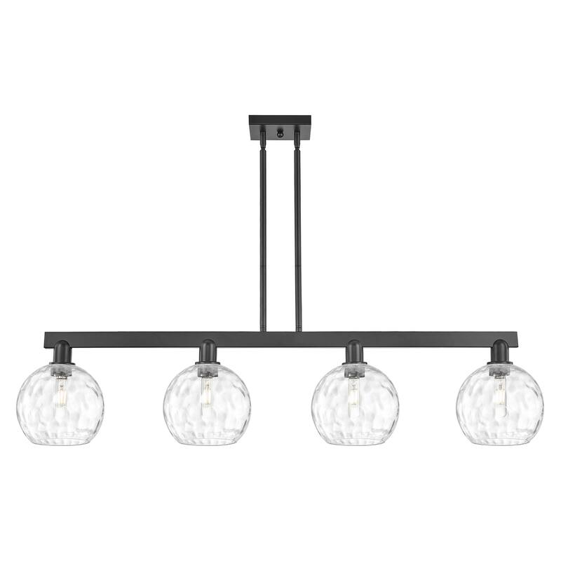 Innovations Lighting Endless Possibilities Arcadia - Athens Water Glass - 4 Light 51" Stem Hung Island Light - Matte Black