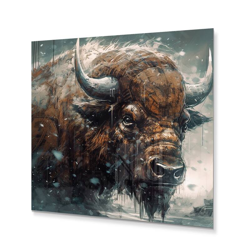 Designart "Bison Portrait In The Wild I" Animals Buffalo Metal Wall Art