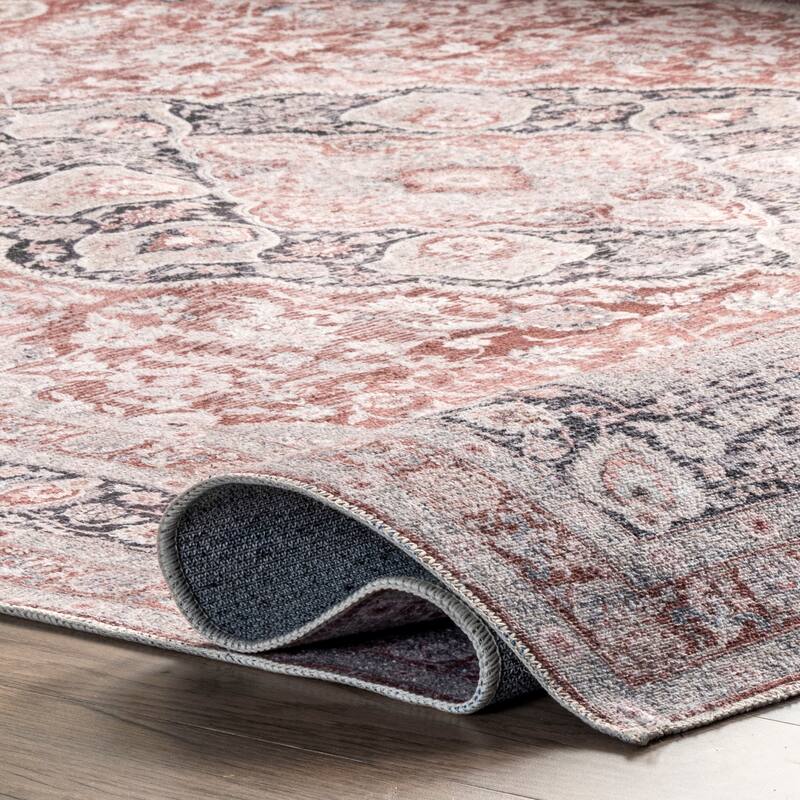 Nuloom Paulina SpinClean Machine Washable Traditional Floral Medallion Area Rug