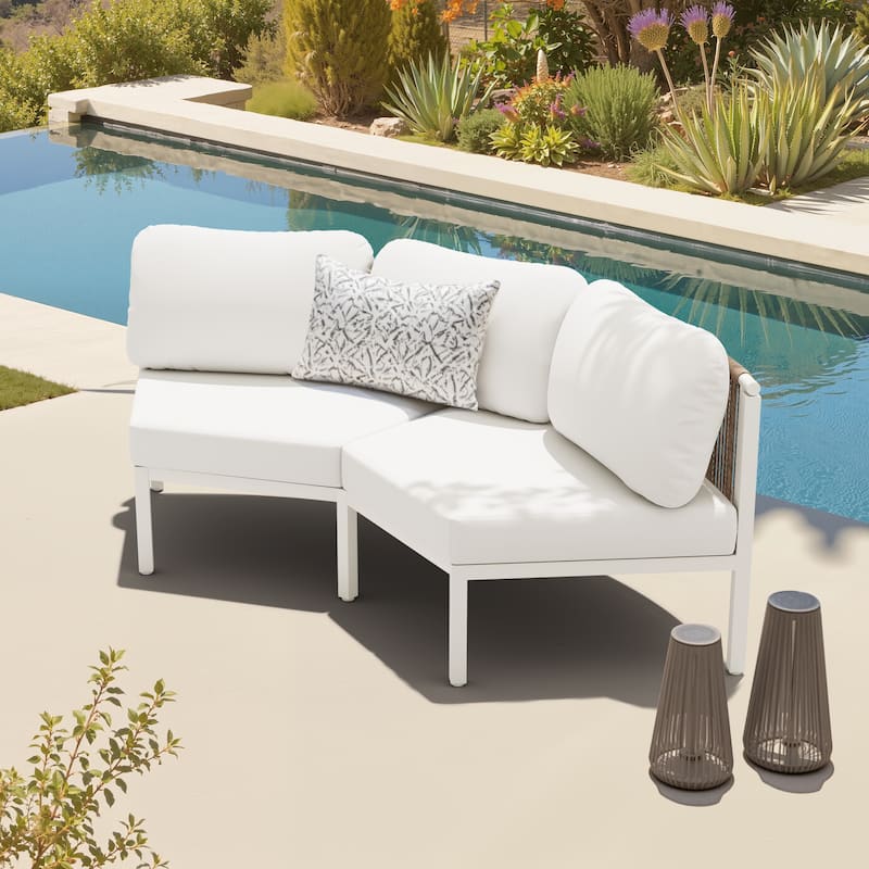 Outdoor Half Moon Curved Sofa Rattan Sectional Sofa Patio Outdoor Conversation Sets