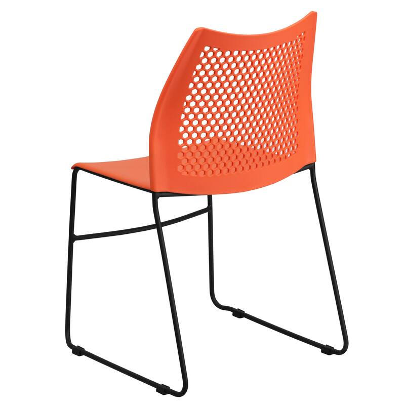 5 Pack 661 lb. Capacity Stack Chair with Air-Vent Back and Sled Base