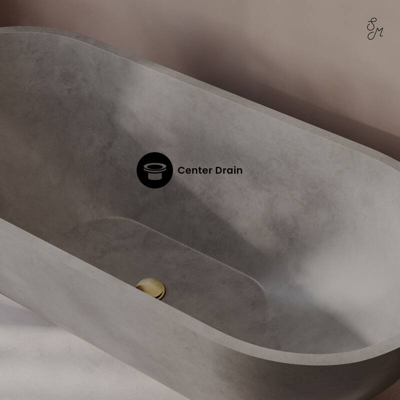 Claire 60" FreestandingConcreteBathtub In Gray, Drain Included