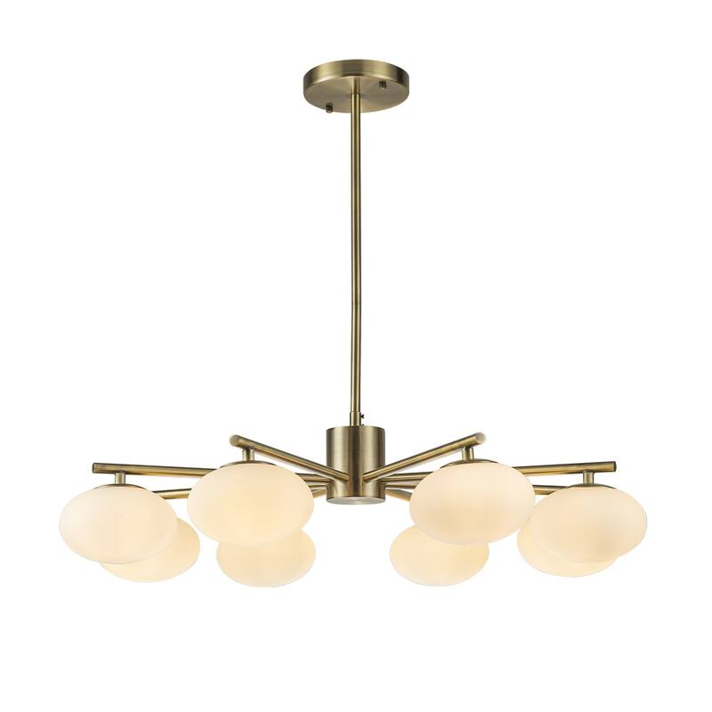 8-Light 32'' Mid Century Modern Opal Glass Chandelier Classic Globe Pendant Light For Dining Room Living Room - W32''