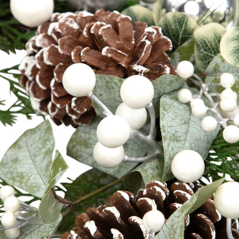 Mixed Pine with Pinecones and Ornaments Artificial Christmas Wreath - 28" - Unlit