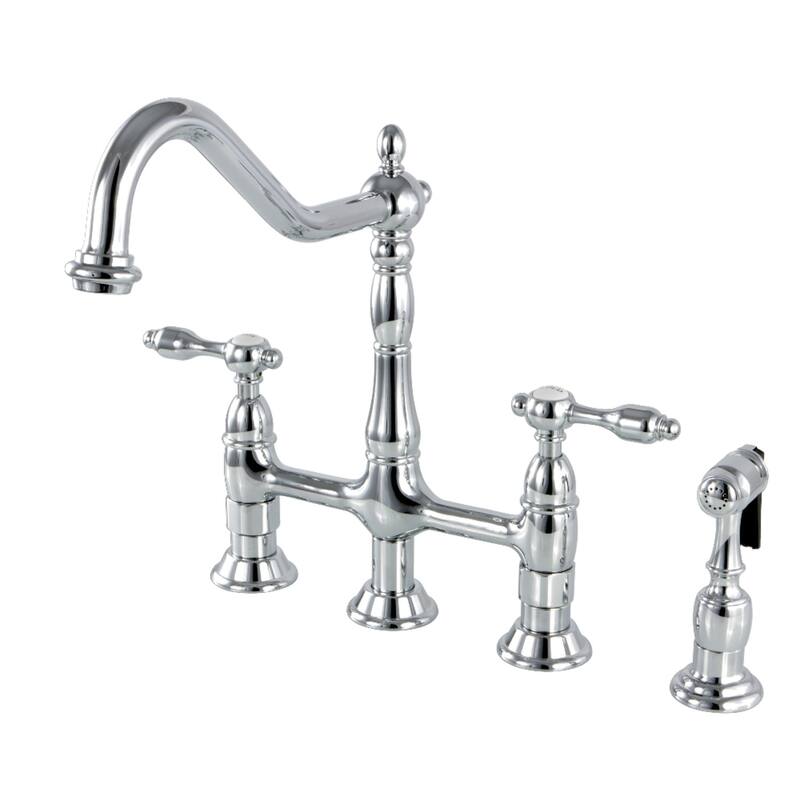 Tudor Bridge Kitchen Faucet with Brass Sprayer - Polished Chrome