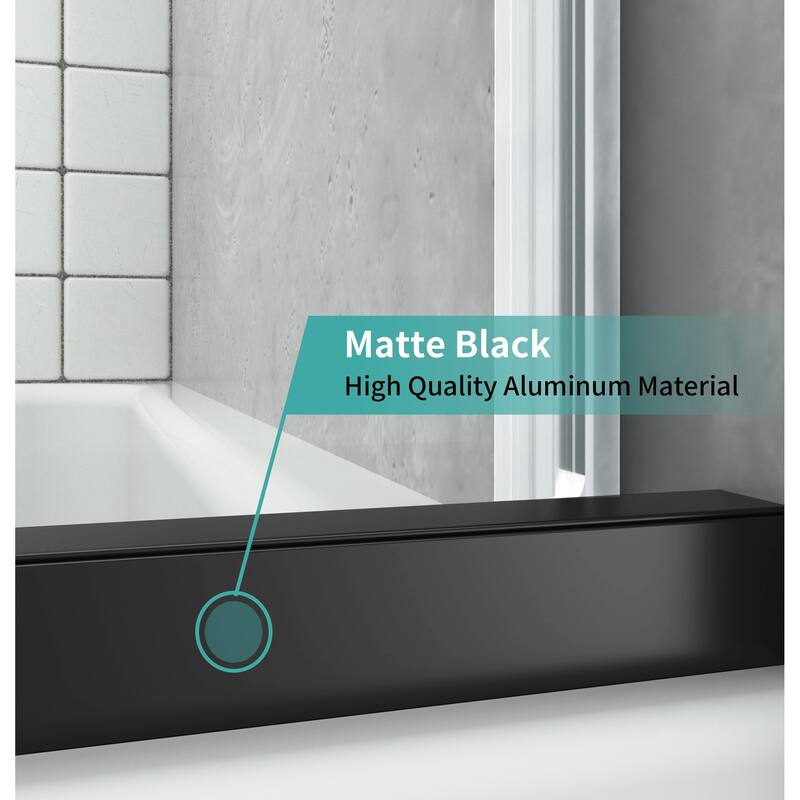 i-Homare 55 - 59 in.W x 60 in.H Sliding Frameless Tub Door Shower Door