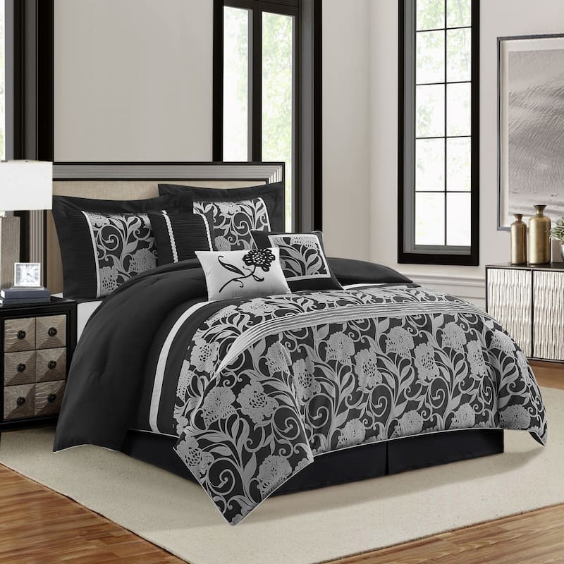 Nanshing Brie 7 Piece Floral Jacquard Comforter Set