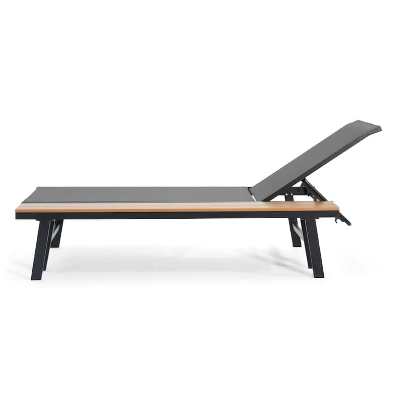 Waterloo Outdoor Mesh and Aluminum Chaise Lounge with Side Table (Set of 4) by Christopher Knight Home