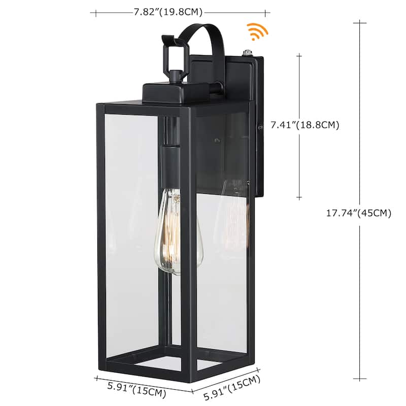4PK-Large Size Dusk to Dawn Outdoor Wall Lanterns for Porch - Black
