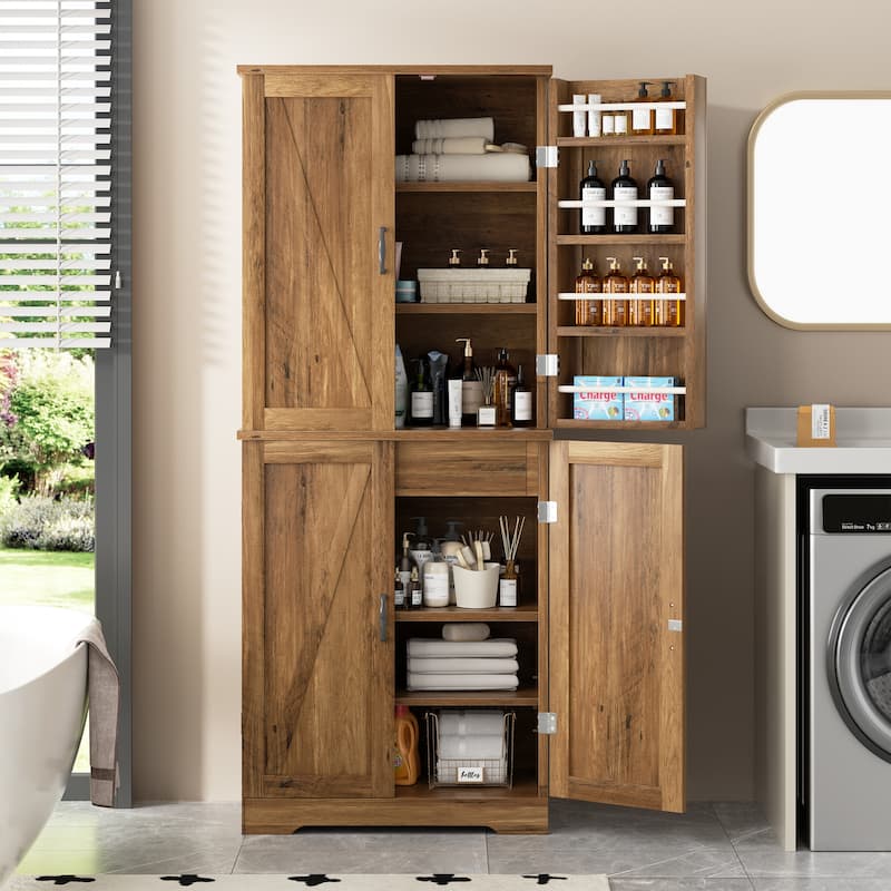 Kitchen Pantry Cabinet with Adjustable Shelves - Freestanding Storage Organizer