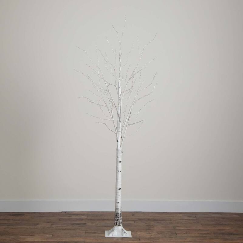 Pre-Lit Artificial Birch Christmas Tree - 3’ - Warm White LED Lights - 7 Foot