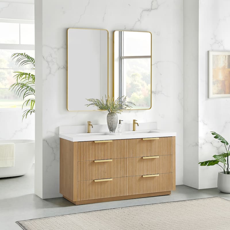 Santarem Double Vanity with Pure White Quartz Stone Top without Mirror