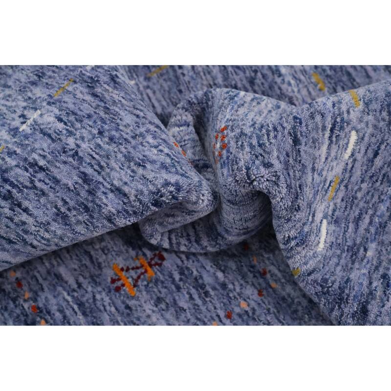 Hand Knotted Oriental 100% Wool Carpet Tribal Animal Pictorial Navy Blue & Blues Gabbeh Area Rug - 6' 0'' X 6' 0''