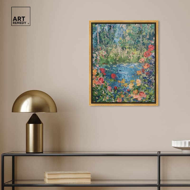 Art Remedy Serene Escape Framed Impressionism 1 Piece Canvas Wall Art /Monet And Van Gogh Inspired Art