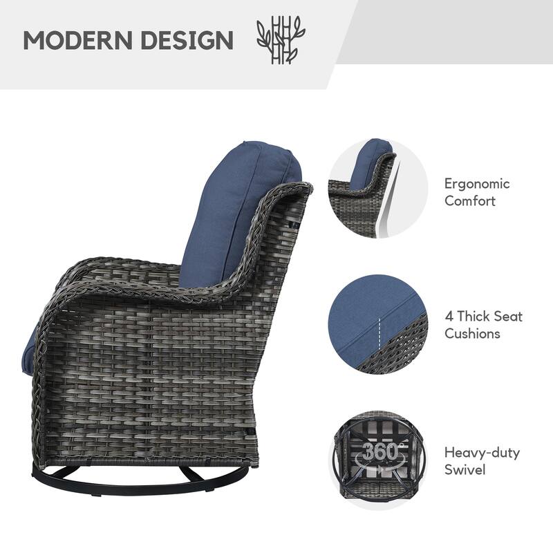 Gymojoy Outdoor Sofa with Swivel Chair Corner Sofa Table