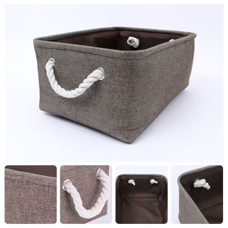 3 Pcs Storage Cube, Fabric Storage Bin with Handles for Closet, Storage Basket for Organizing Clothes Books - Brown - 14*10*7in