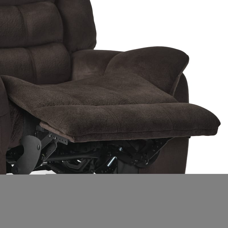 Oversized Brown Plush Fabric Glider Recliner Chair with Spacious Seat and Classic Design