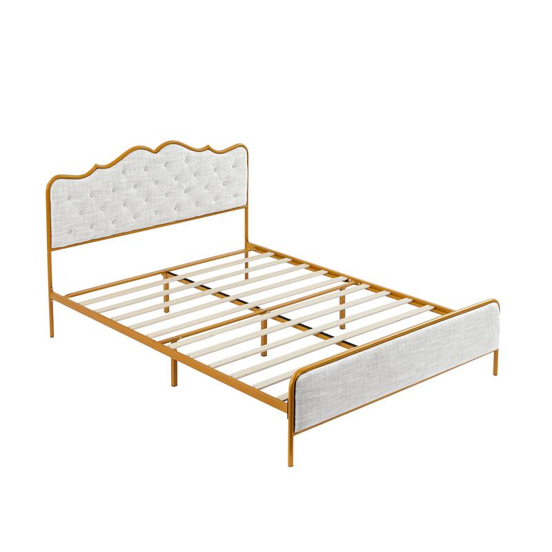 Full Queen King size metal frame bed bedroom