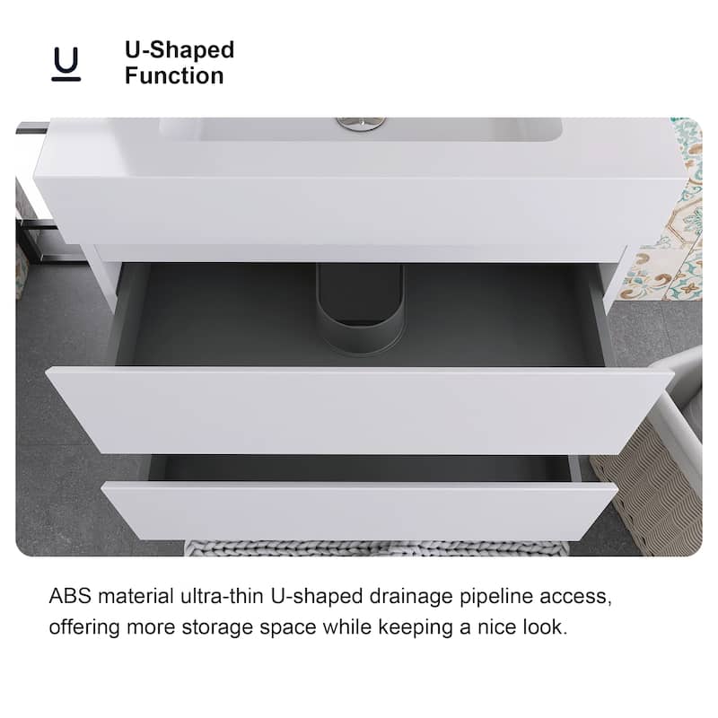 Floating Bathroom Vanity with Solid Surface Top