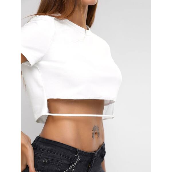 Shop Women S Clear Crop Tee Shirt Junior Teen Short Sleeves Summer