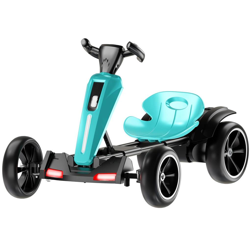 12V Electric Kids Pedal Go Kart for Ages 3-6, Light Blue with Adjustable Seat & EVA Wheels
