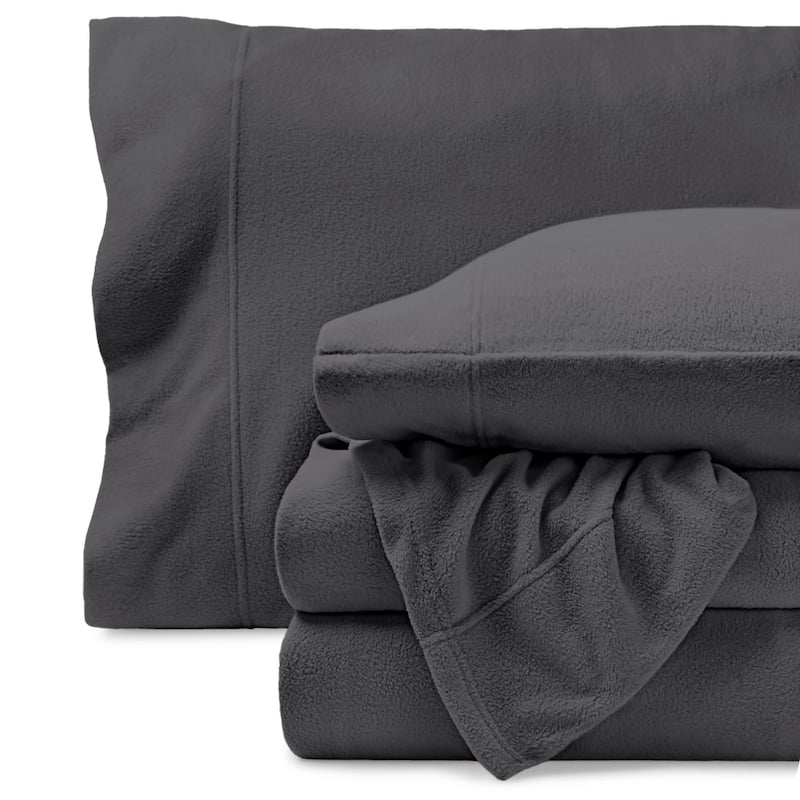 Bare Home Polar Fleece Deep Pocket Sheet Set - Twin - Grey
