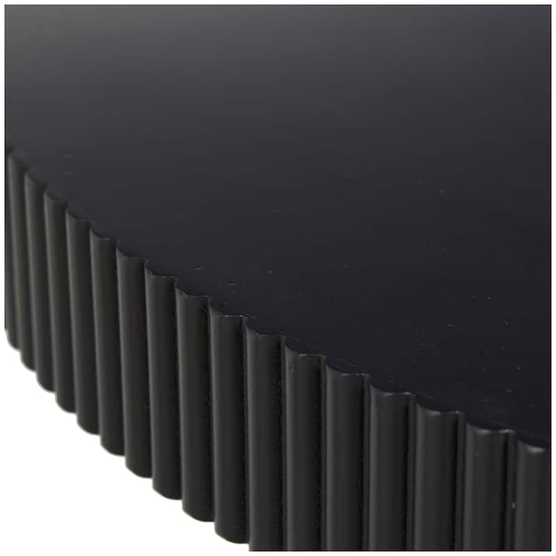 Wooden Dimensional Ribbed Accent Table - Black - Roche River Decor