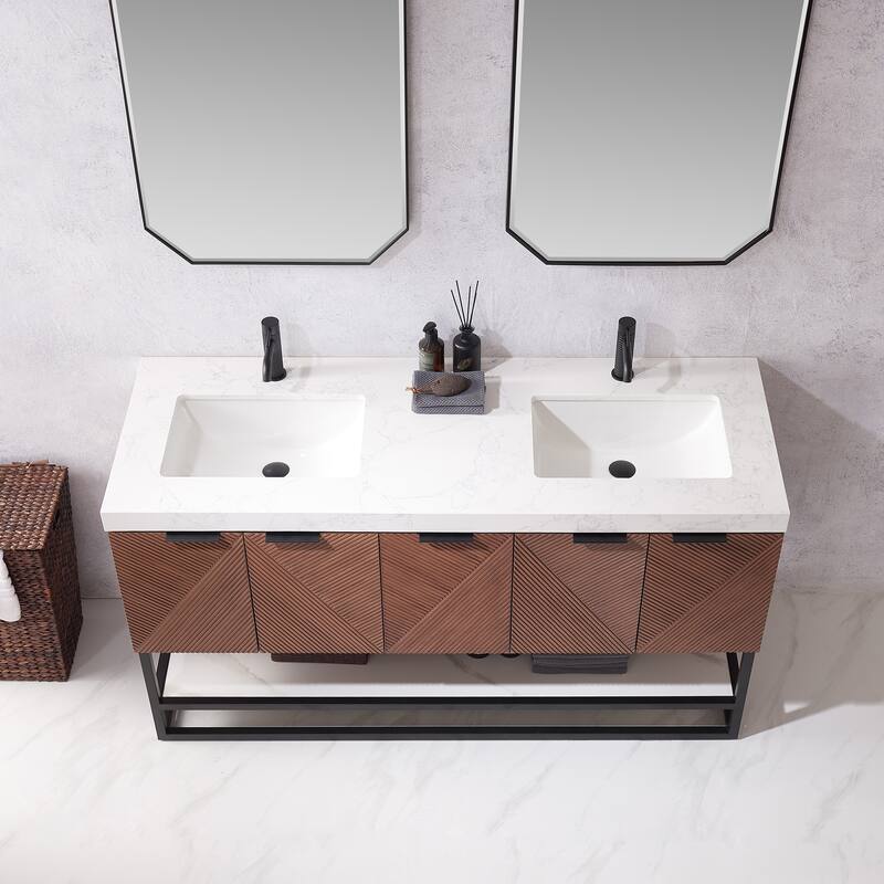 Mahon Double Bath Vanity with Composite Stone Top without Mirror