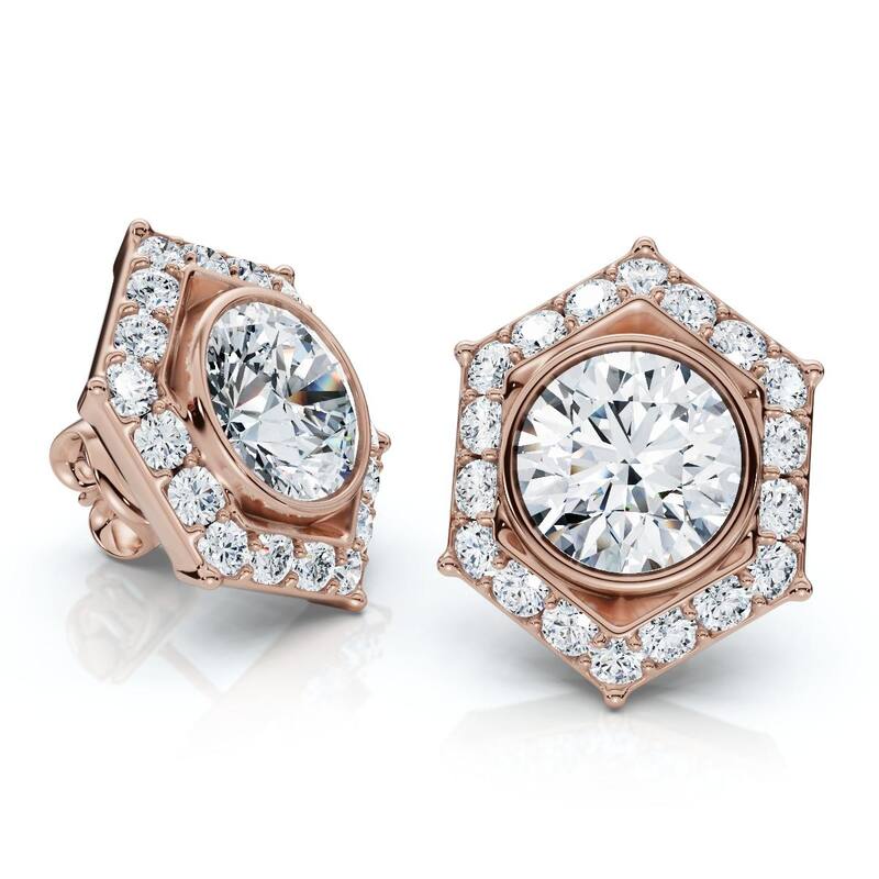 Bliss Diamond 2 1/2Ct Sally Diamond Earrings Gold Lab Grown - Rose