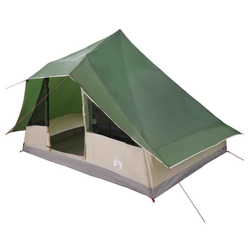 vidaXL Family Tipi Tent Folding with Roof Green 364 x 281 x 257 cm - 143.31 x 110.63 x 101.18 in