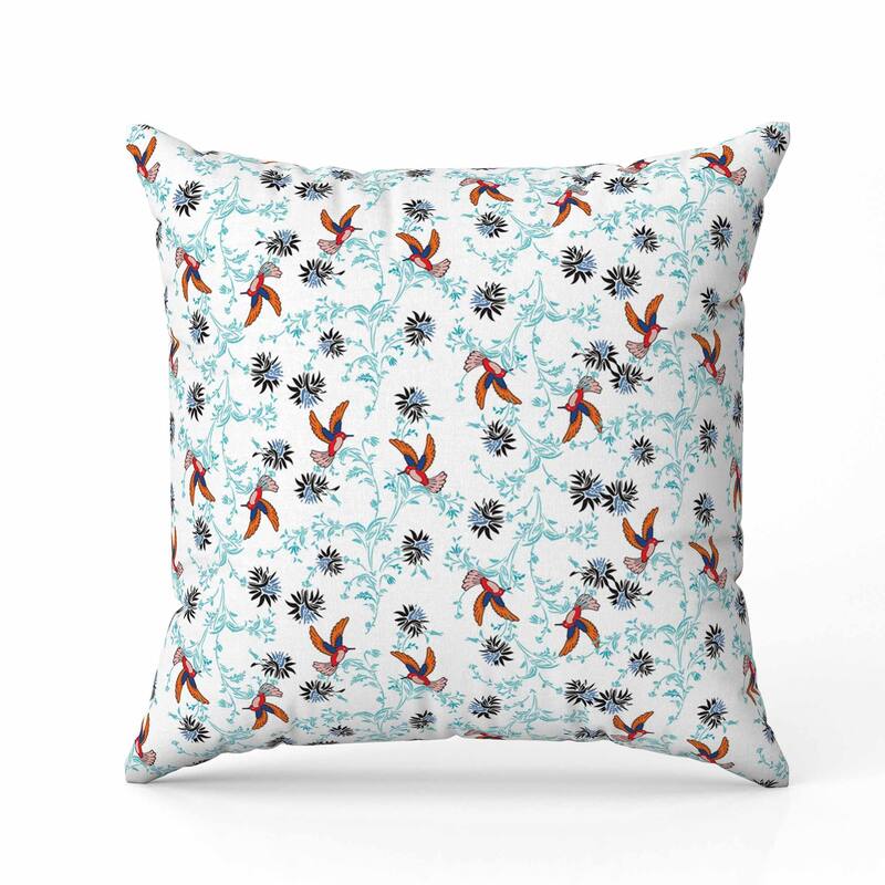 Songbird Flora Parade Faux Suede Reversible Throw Pillow White and Orange