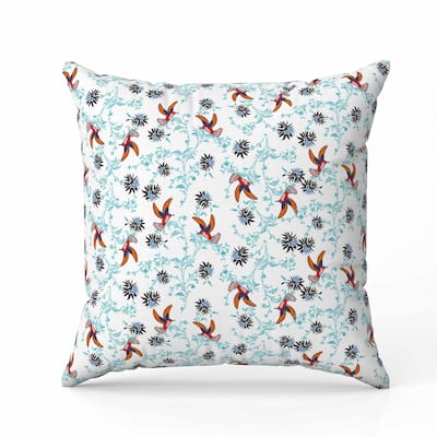 Songbird Flora Parade Faux Suede Reversible Throw Pillow White and Orange