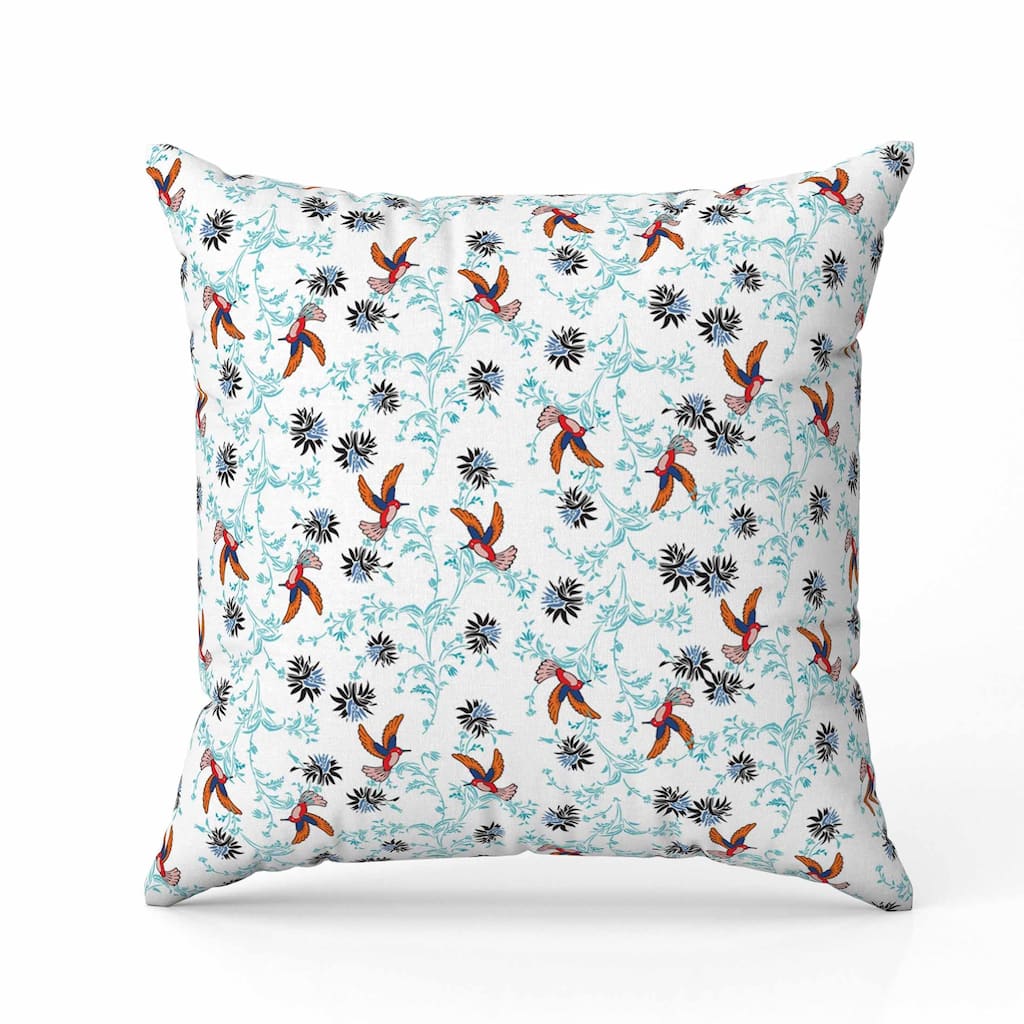 Songbird Flora Parade Indoor/Outdoor Reversible Throw Pillow White and Orange