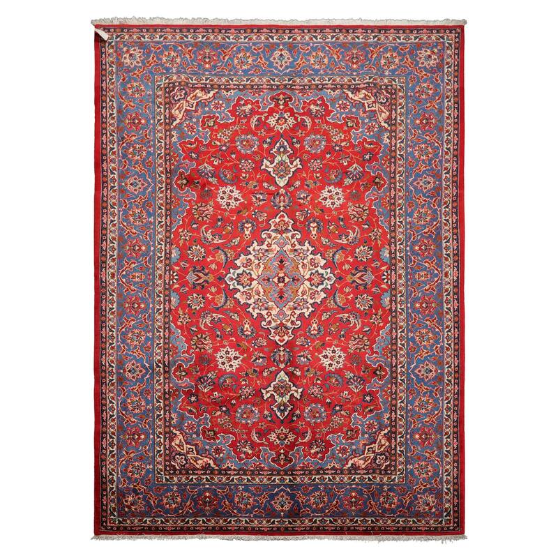 7'2''x10'4'' Hand Knotted Wool Red Isfahan Traditional Rug - 7' 2'' x 10' 4'' - 7' 2'' x 10' 4''