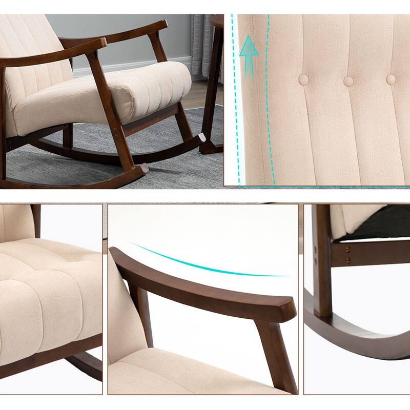 AVAWING Upholstered Rocking Chair Modern High Back Armchair Set of 2