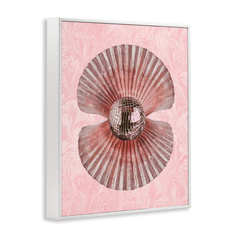 Stupell Disco Ball Clam Pearl Framed Giclee Art Design By Lil' Rue