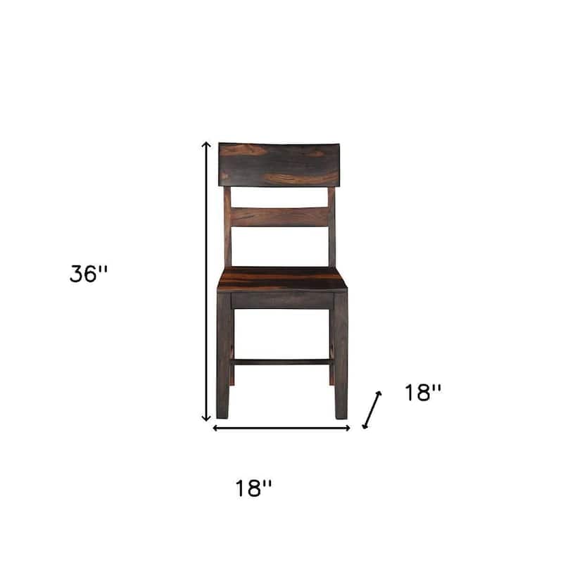 HomeRoots Set of Two Dark Brown Solid Wood Ladder Back Dining Side Chairs - 18.00 in. x 36.00 in. x 18.00 in.