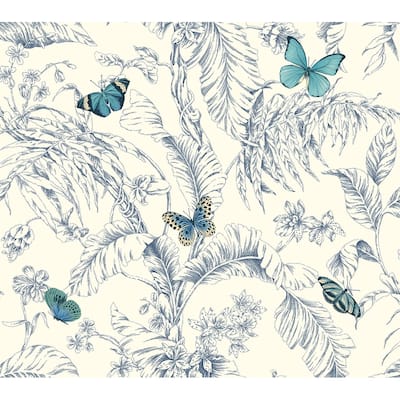 Butterflies Papillon Wallpaper 27 in. x 27 ft. 60.75 sq.ft. - 7 in. x 27 ft. = 60.75 sq.ft.