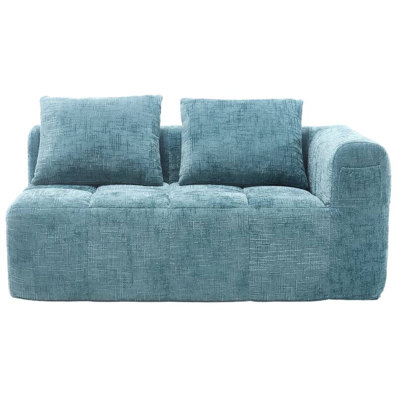 Chenille Loveseat Sofa Upholstered Deep Seat Sofa, Lounge Couch Corner Sofa Minimalist Modular Couches for Apartment