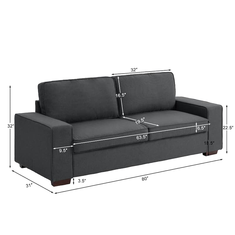 Modern 80" Upholstered Fabric 3-Seater Sofa