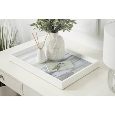 Amanti Art Decorative Wood Tray 13"x19" featuring 'Intuition Blue and Tan' by Jackie Hanson