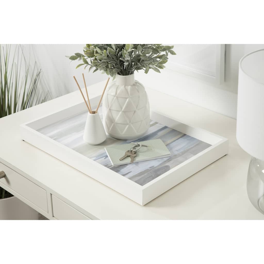 Amanti Art Decorative Wood Tray 13"x19" featuring 'Intuition Blue and Tan' by Jackie Hanson