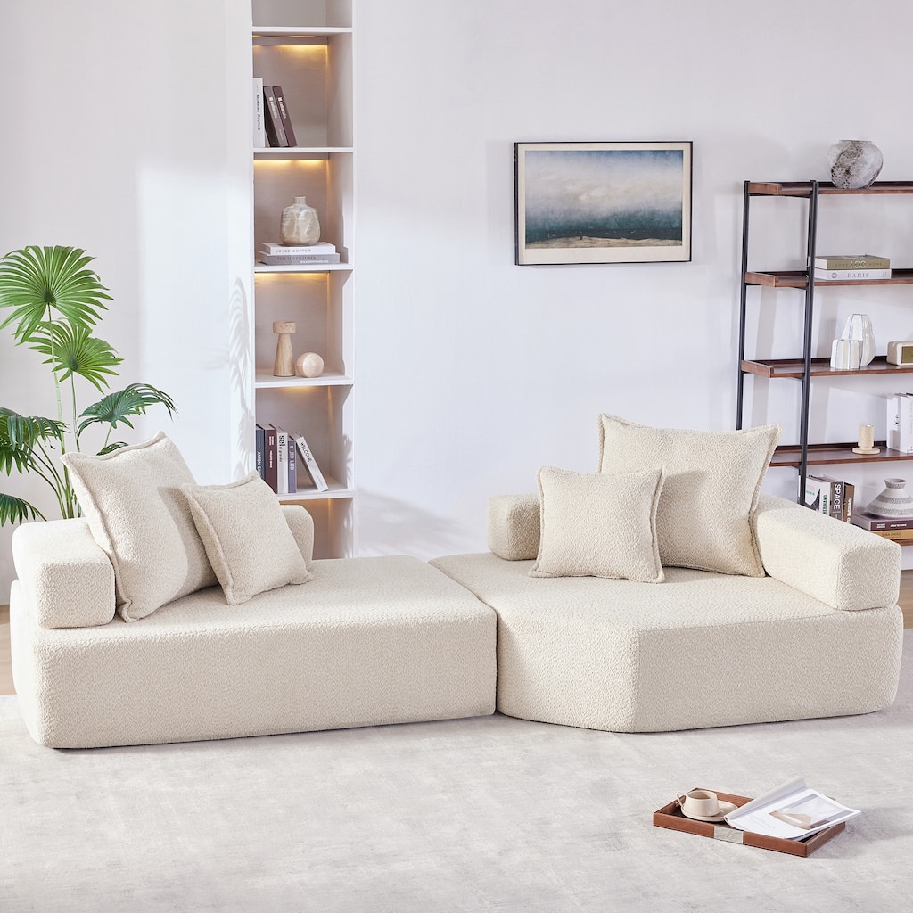 Oversized Modular Sectional Sofa,Luxury Boucle Floor Couch Set,Convertible Compressed Couch