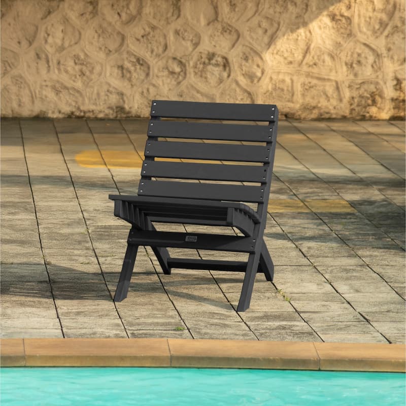 Versailles Fully Assembed All-Weather HDPE Outdoor Folding Patio Chair - Black