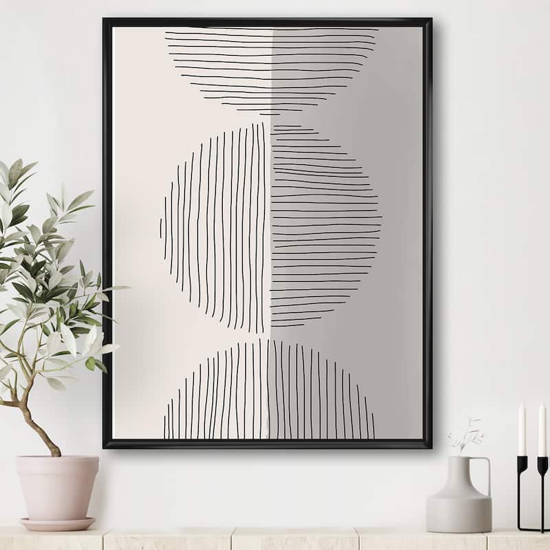 Designart "Minimal Geometric Lines And Circle VII" Modern Framed Canvas Wall Art Print