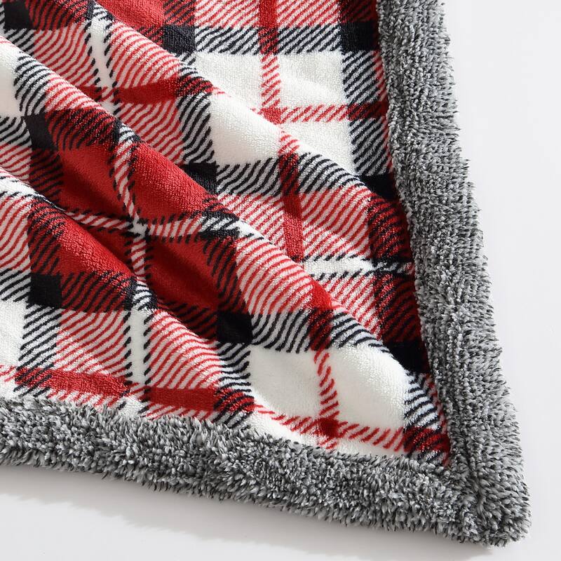 Eddie Bauer Printed Ultra Soft Plush/Mingled Sherpa Throw Blanket
