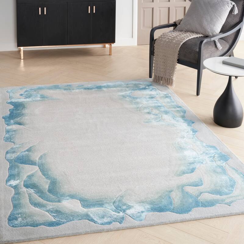 Nourison Prismatic Contemporary Abstract Area Rug - 3'9" x 5'9" - Sea Mist Blue - Rectangle