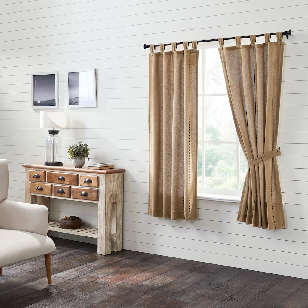 Stitched Burlap Natural Short Panel Set of 2 63x36