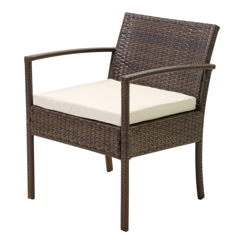 Outdoor Wicker Chat Set, Cushioned chairs & Coffee Table