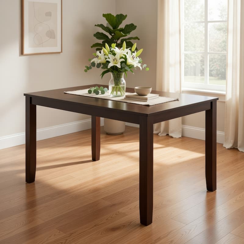 Accai Dining Table, Angled Legs, Rectangular Walnut Rubberwood 59 Inch